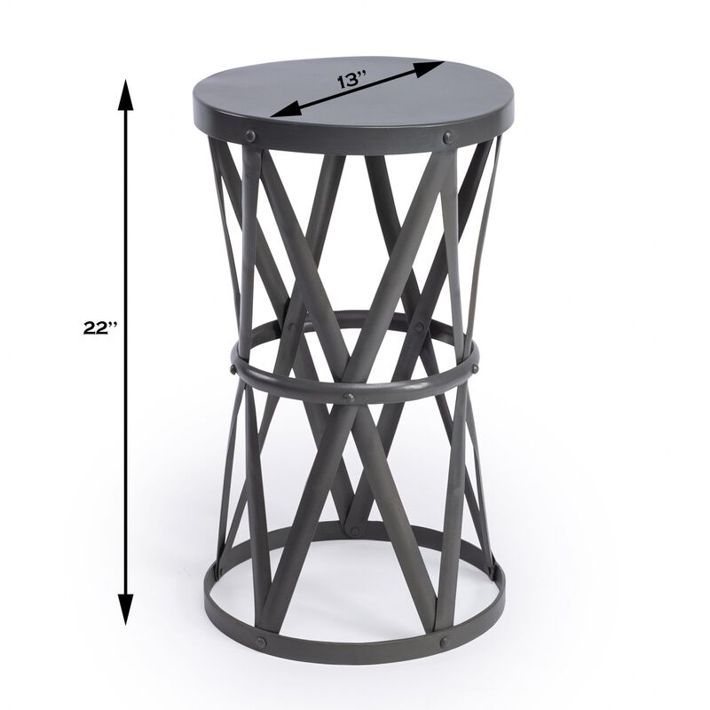 Homezia 22" Gray Iron Hourglass Base Round Top End Table image number 3