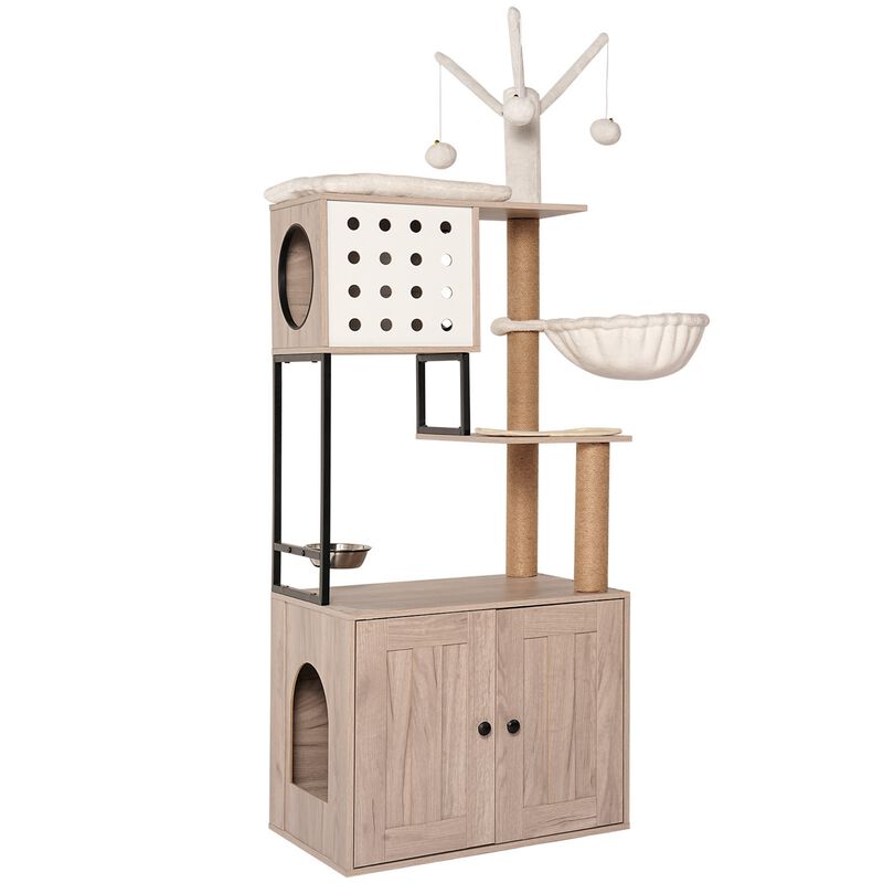 Cat Tree with Litter Box Enclosure-Modern Cat Condo image number 0