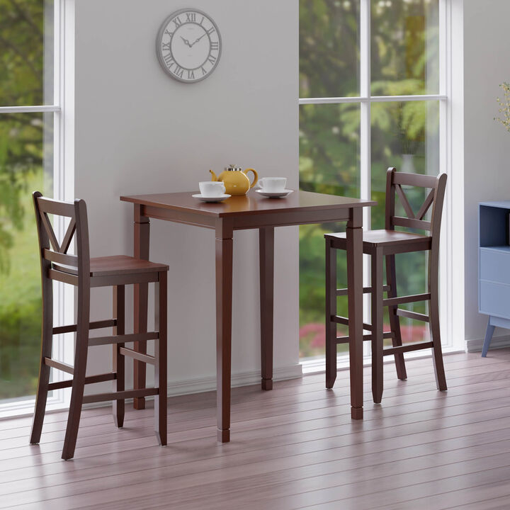 Winsome Kingsgate 3-Pc Dining Table with 2 Bar V-Back Chairs