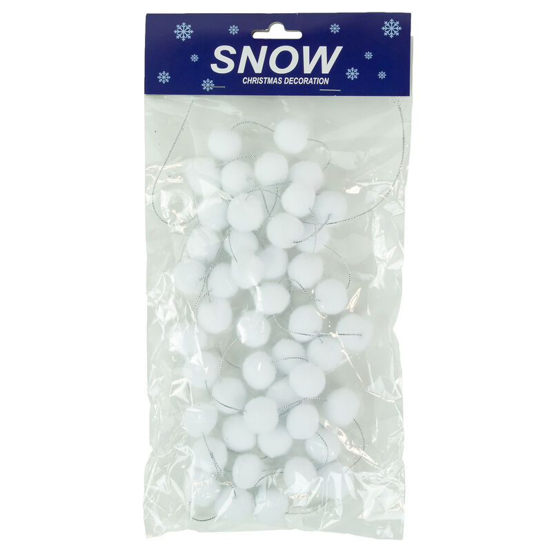 9' White Plush Snowball Christmas Garland image number 4