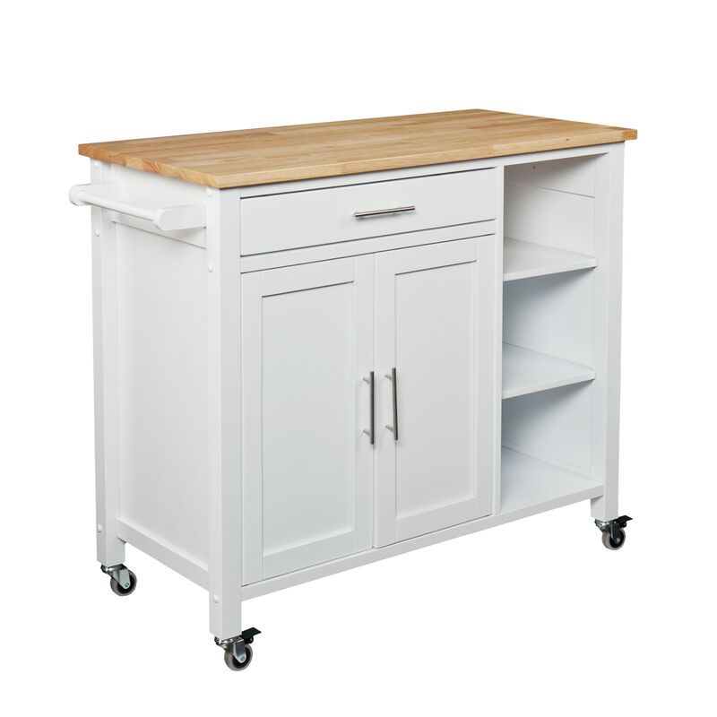Kitchen Island Cart on Wheels with Cabinets and Storage
