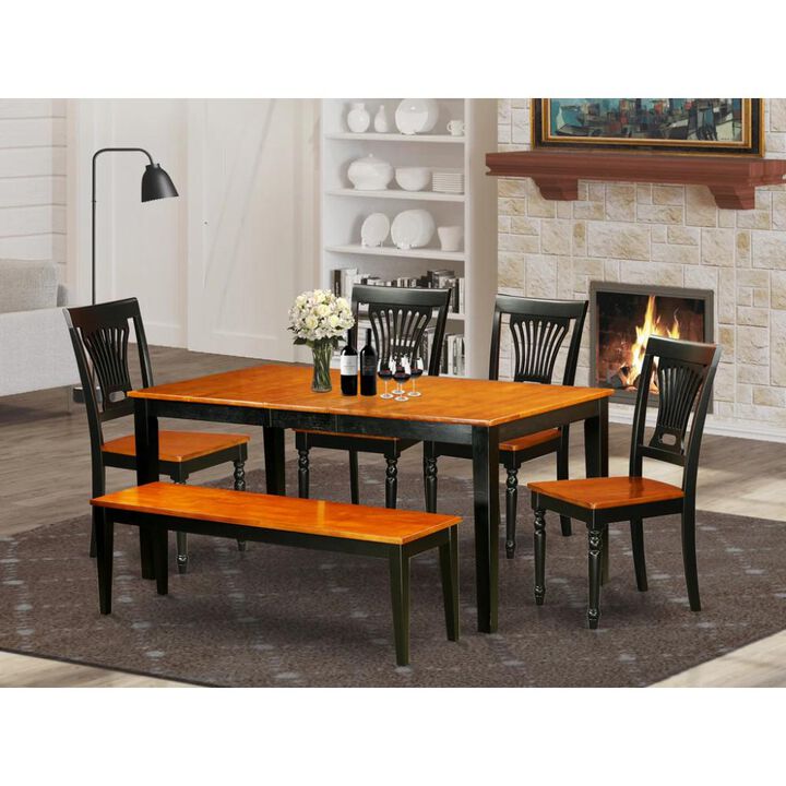6 PC Dining room set with bench-Kitchen Tables and 4 Dining Chairs Plus bench