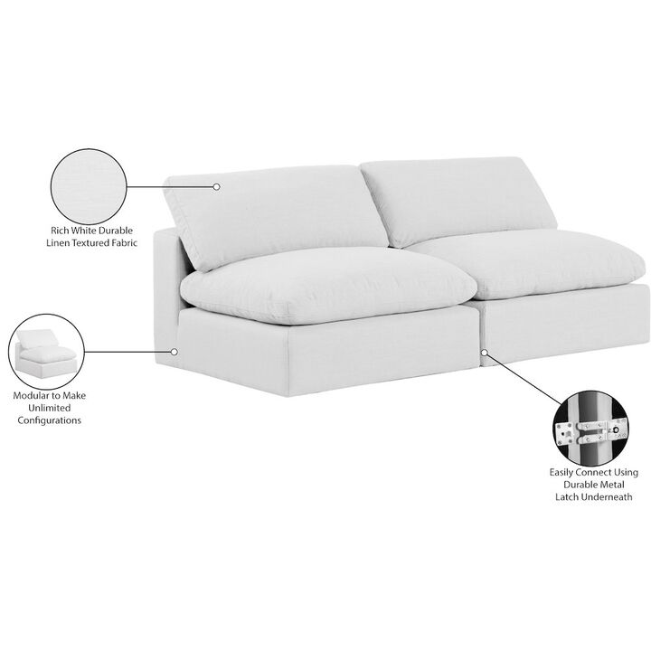 Meridian Furniture Comfy White Linen Textured Fabric Modular Sofa