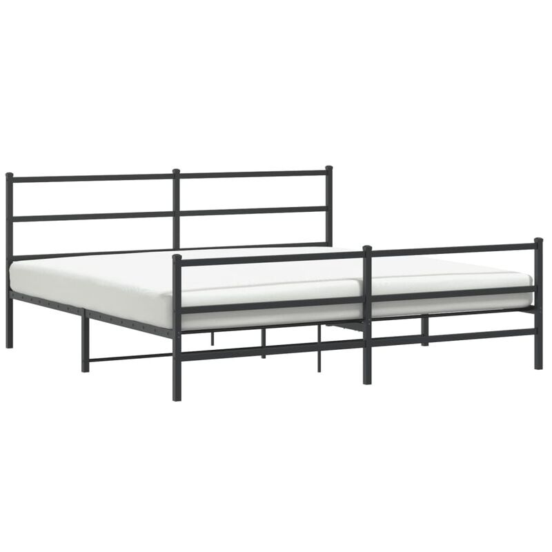vidaXL Metal Bed Frame with Headboard and FootboardBlack 76"x79.9" King