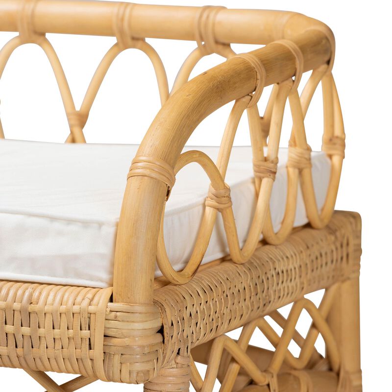 Bali & Pari Leryn Modern Bohemian Natural Brown Rattan Bench