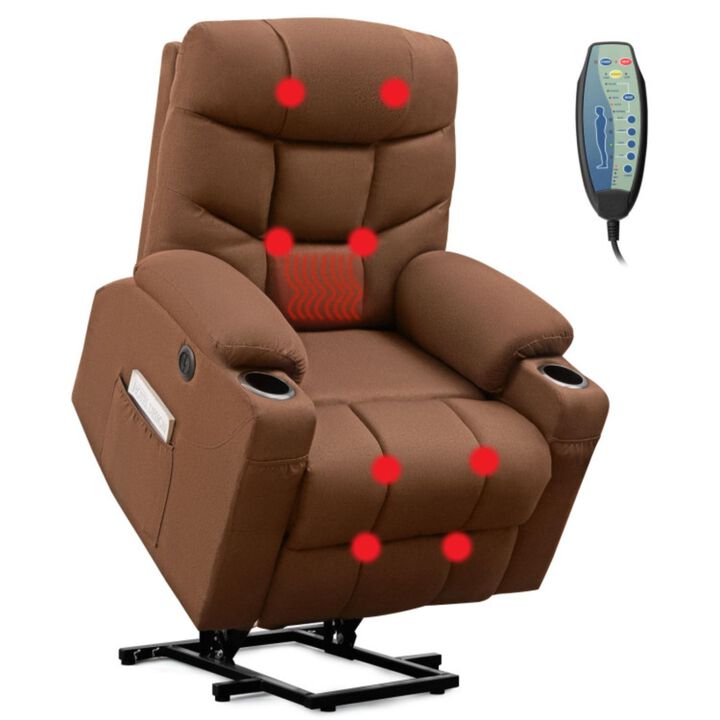Hivvago Electric Power Lift Recliner Chair with Adjustable Backrest and Footrest-Brown