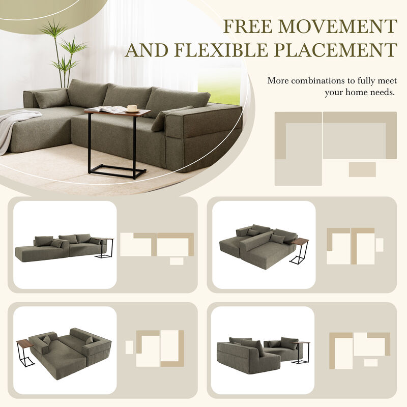 Merax Fully Compressed Modular Sectional Sofa with 1 Side Table