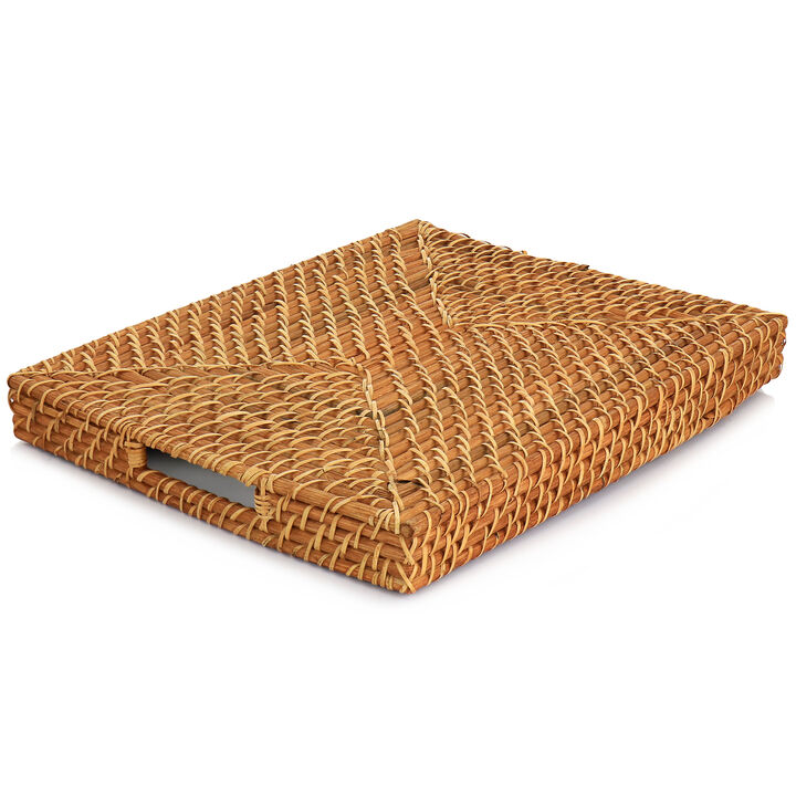 Martha Stewart 16 Inch Rattan Woven Serving Tray in Brown