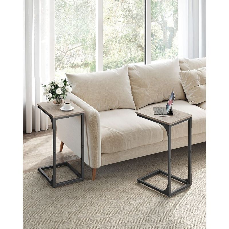 C-Shaped End Table Modern and Space-Saving Design for Easy Access (Set of 2)