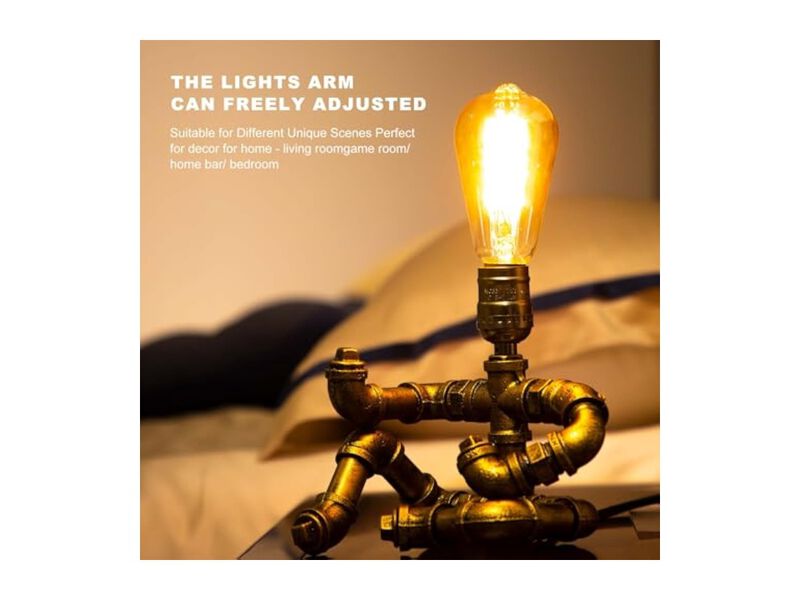 Industrial Retro Steampunk Metal Robot Table Lamp For Bedroom Living Room image number 2