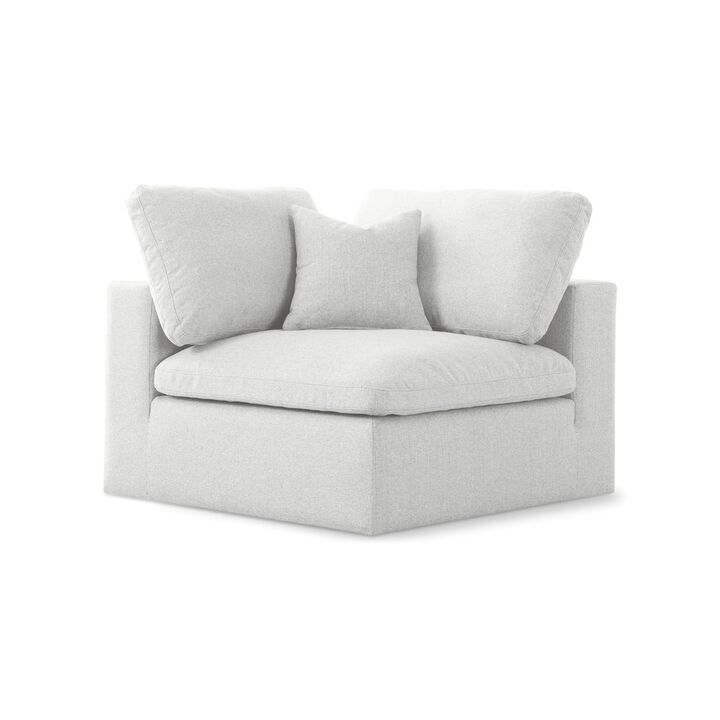 Meridian Furniture Serene Cream Linen Textured Fabric Deluxe Comfort Modular Corner Chair