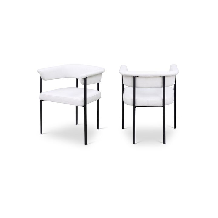 Meridian Furniture Malin Cream Linen Textured Fabric Dining Chair, Set of 2
