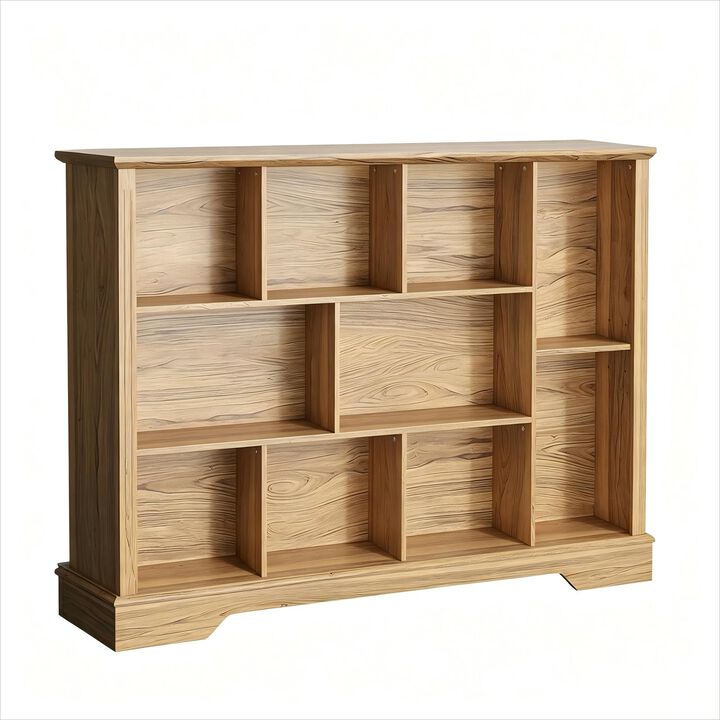 Book Shelf, 10-Cube Bookshelf, 4-Tier Wooden Bookcase with Adjustable Shelf, Sturdy Cube Storage Shelf for Small Spaces for Living Room, Bedroom