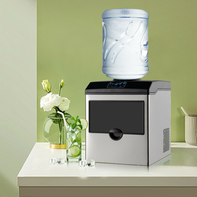 2-in-1 Countertop Ice Maker with Built-In Water Dispenser for Home or Office Use