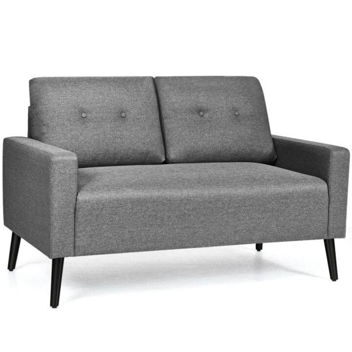 Hivvago 55 Inch Modern Loveseat Sofa with Cloth Cushion-Gray
