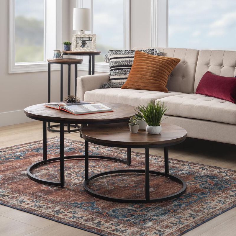 Linon Weston Nesting Coffee Tables Brown image number 3