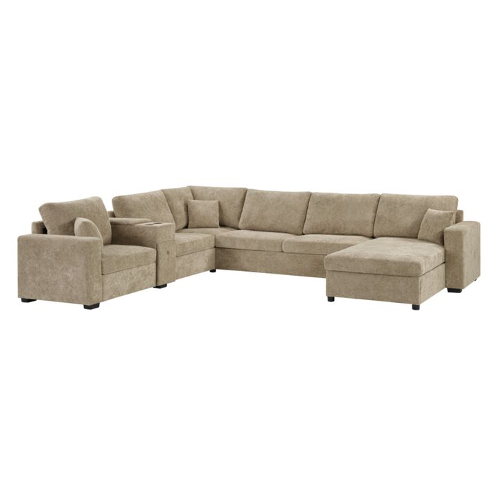 Guftem Modern 5‑Seat U‑Shaped Chenille Sectional Sofa