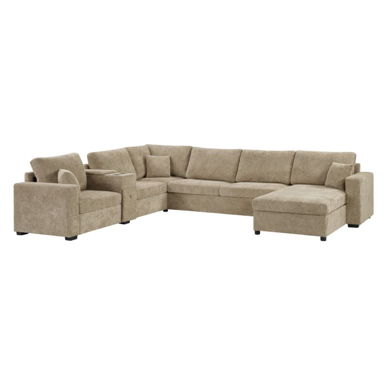 Guftem Modern 5‑Seat U‑Shaped Chenille Sectional Sofa image number 0