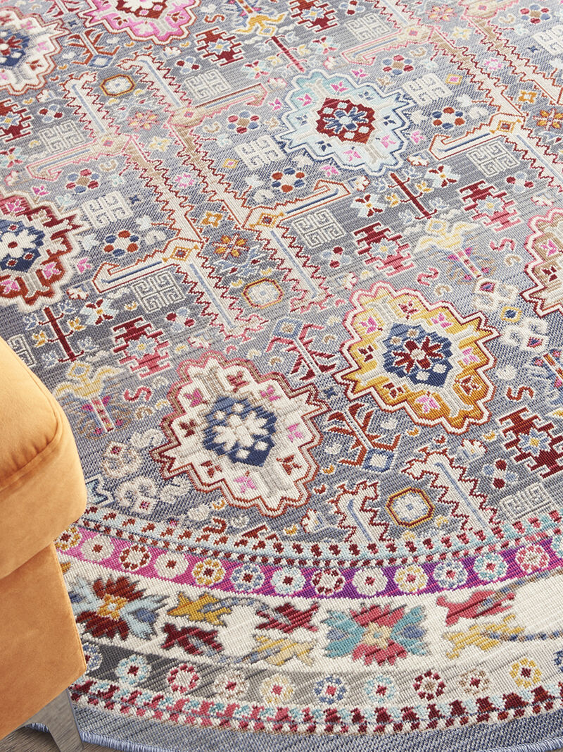 Vintage Kashan VKA05 Gray/Multicolor 6' x Round Rug