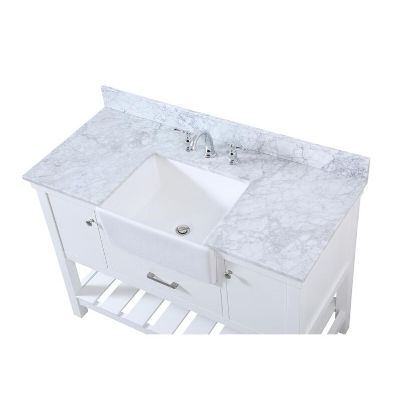 Elegant Kitchen and Bath 48 inch Single bathroom vanity in white with backsplash