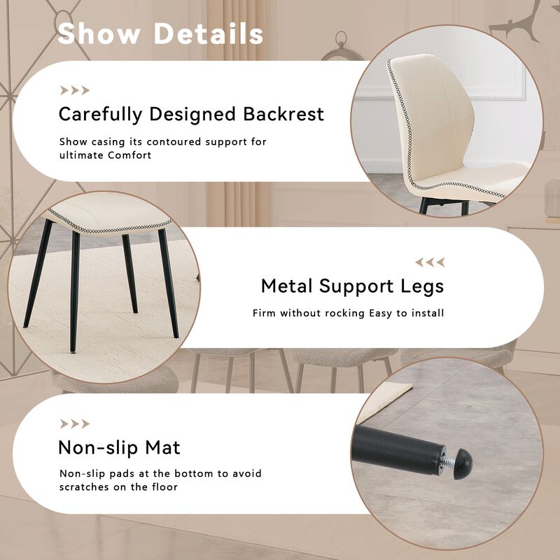 Whisen 4-Pack PU Leather Dining Chairs with Adjustable Feet, Metal Frame, Light Luxury Upholstered Chairs for Dining Room, Office, Study image number 6