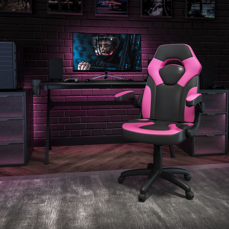 X10 Gaming Chair Racing Office Ergonomic Computer PC Adjustable Swivel Chair with Flip-up Arms, / LeatherSoft image number 1