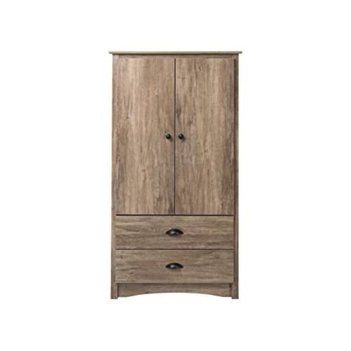 FarmHome Rustic 2 Drawer Bedroom Storage Armoire
