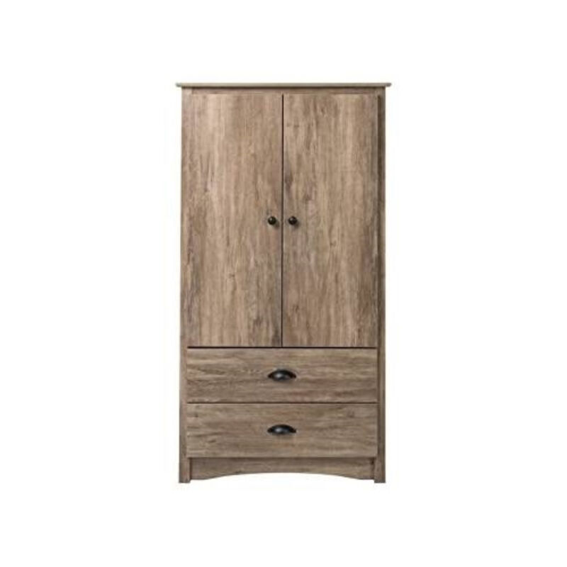 FarmHome Rustic 2 Drawer Bedroom Storage Armoire