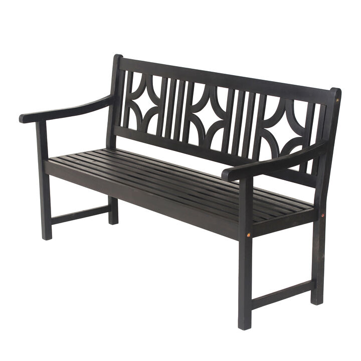 Sloane 59.1" 3-Seat Ogee Diamond-Back 600-Lbs Support Acacia Wood Outdoor Garden Patio Bench