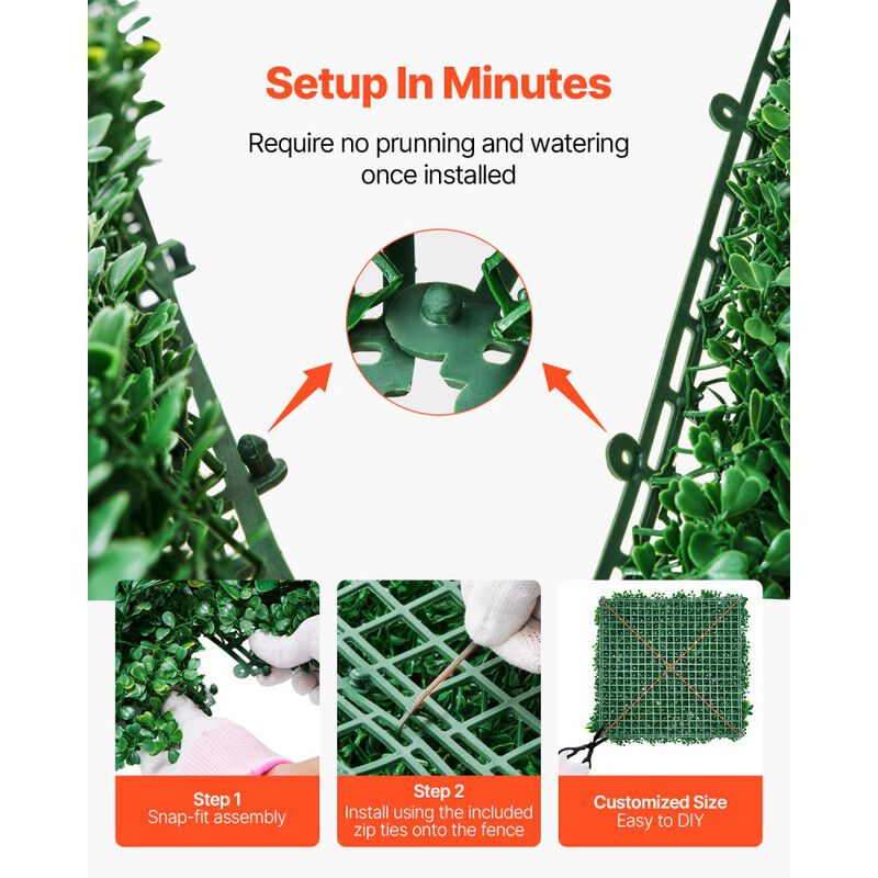 Artificial Boxwood Privacy Wall Panels 12 PCS Green Hedge Fence for Indoor Outdoor Decor image number 5