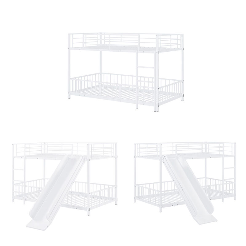 Merax Metal Bunk Bed with Slide and Guardrails