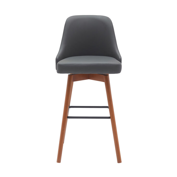 HomeRoots Solid Wood and Fabric Armless Swivel Bar Stool