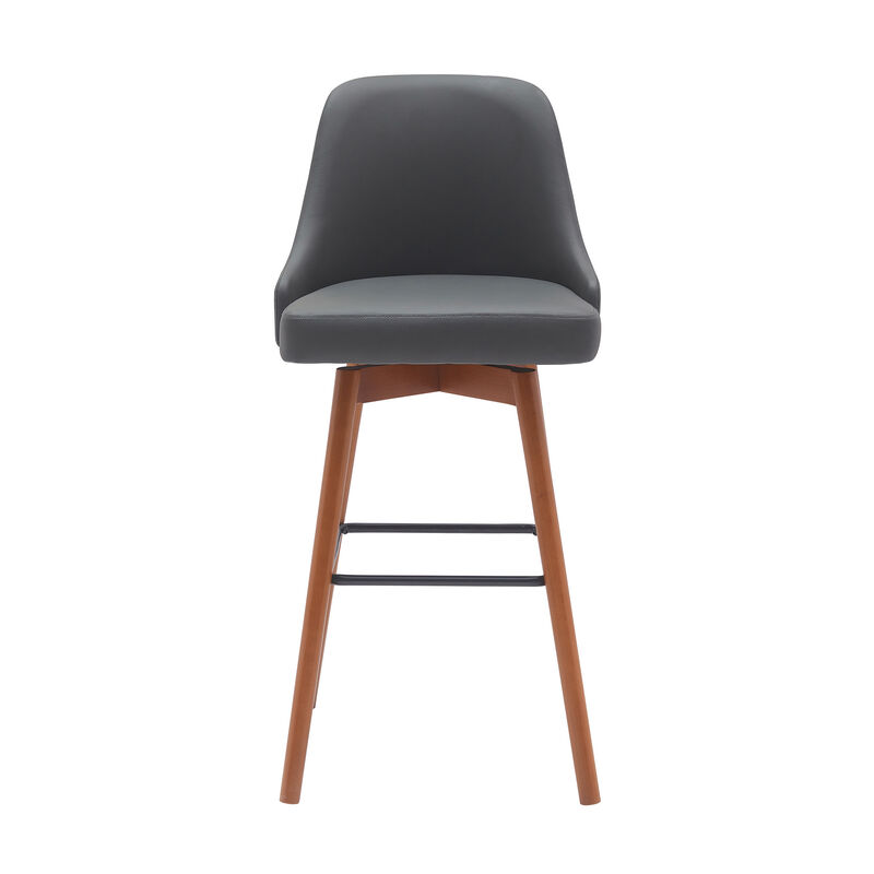 HomeRoots Solid Wood and Fabric Armless Swivel Bar Stool image number 0