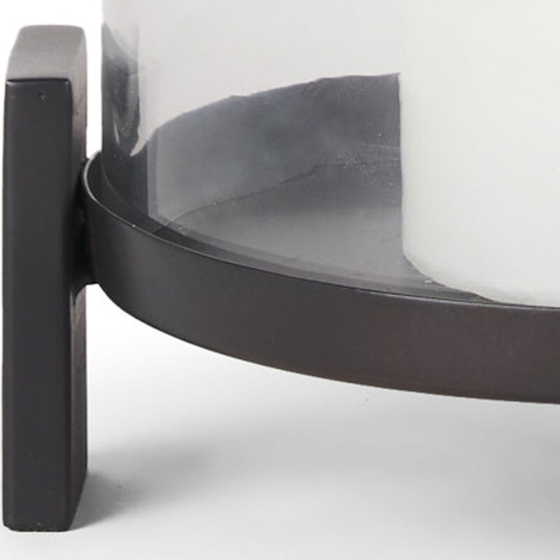 HomeRoots 14" Black Metal Abstract Tabletop Hurricane Candle Holder image number 3