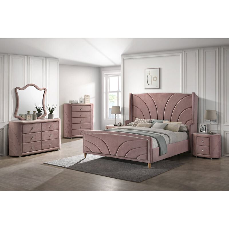Plethoria Home Pink Upholstered 2-drawer Nightstand