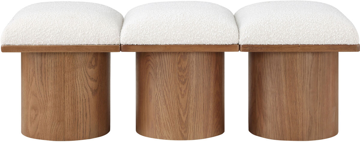 Meridian Furniture Pavilion Cream Boucle Fabric Bench