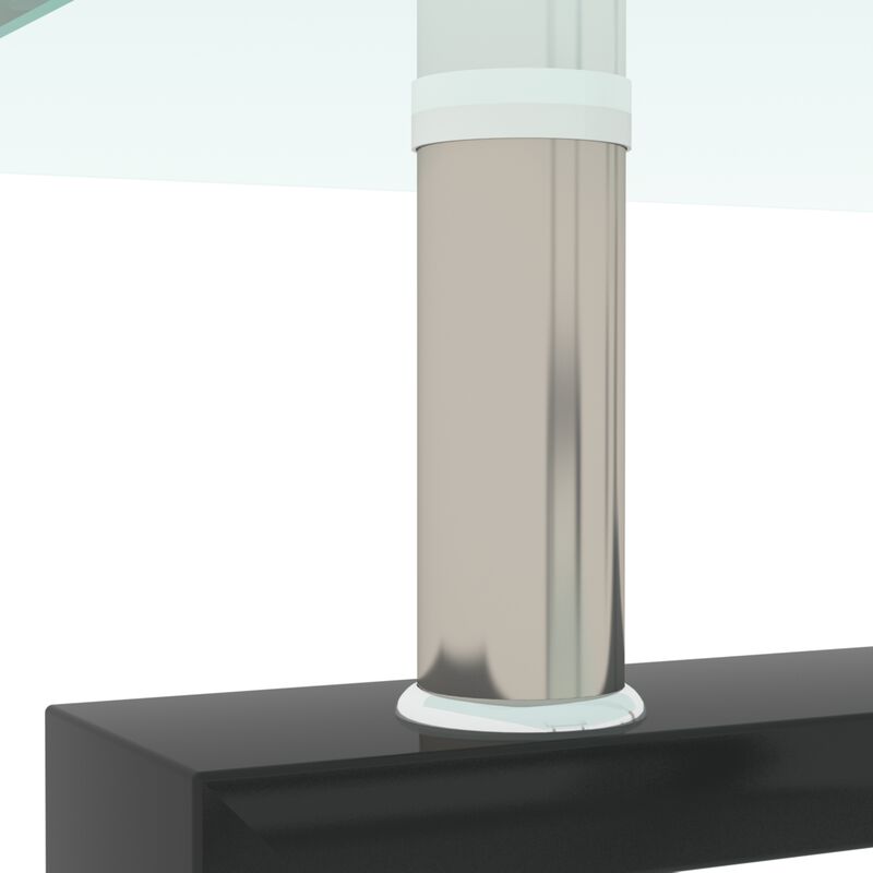 Hivvago Rectangular Double Layer Living Room Glass  Table with Metal Legs Glass