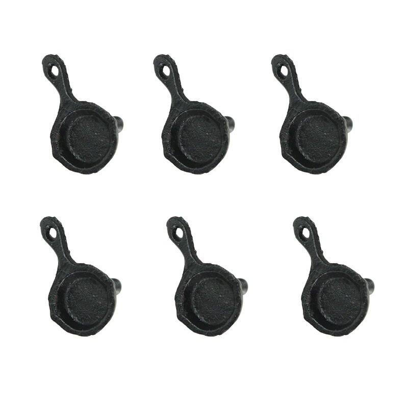 Set of 6 Black Mini Cast Iron Skillet Drawer Pulls - Decorative Kitchen Cabinet Knobs for Rustic Charm - Simple Installation - Each 2.25 Inches in Height image number 2