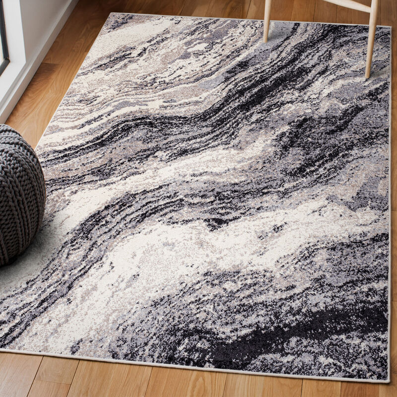 Kassia Contemporary Glam Abstract Marble Area Rug