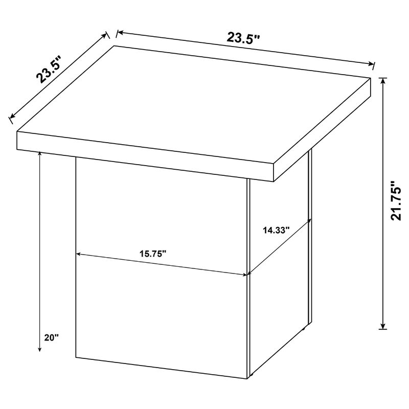 Darla Square Side-End Table, Block Style Base, Wood image number 7