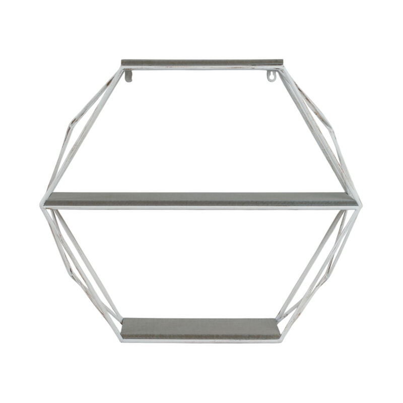 Metal/Wood Hexagon Wall Shelf image number 0