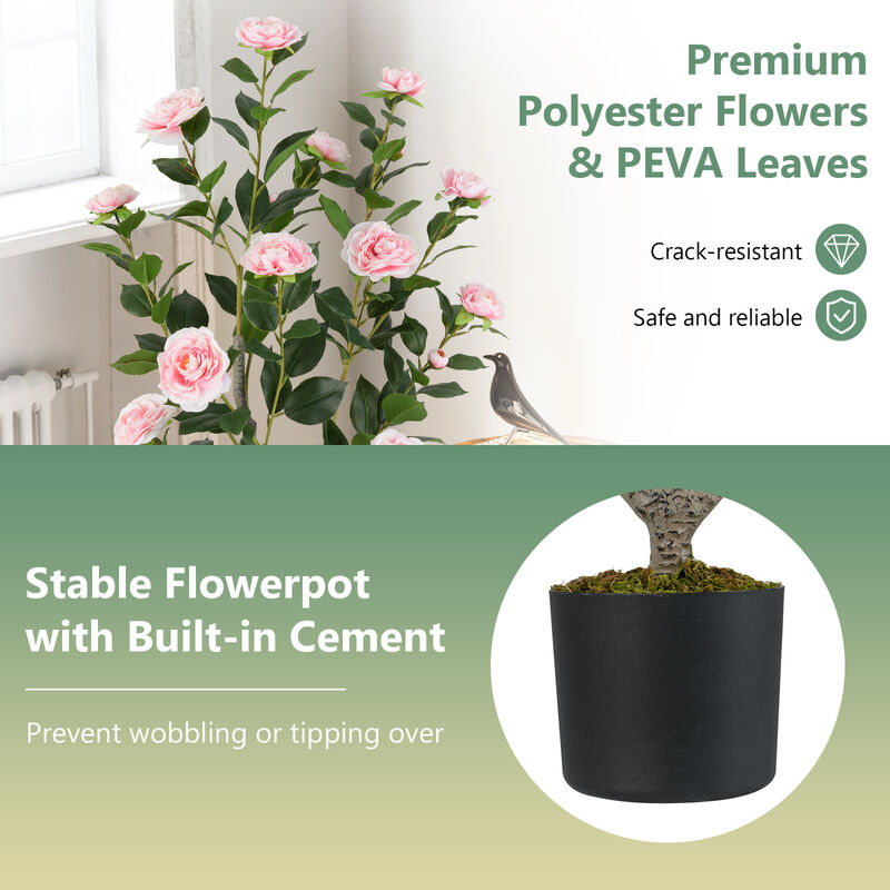 Faux Camellia Flower Tree with Lifelike Blooming Flowers image number 7