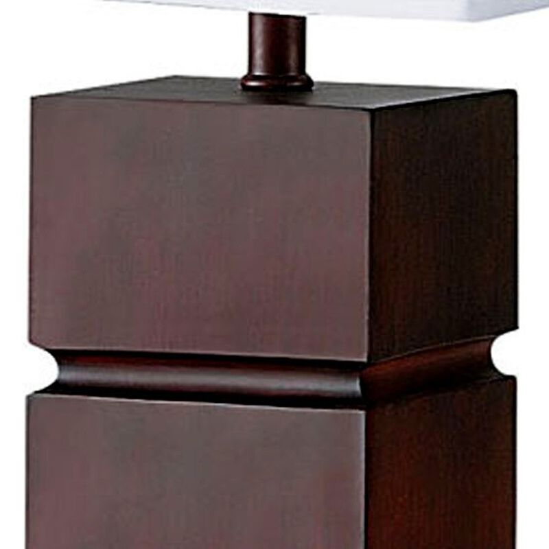 Hivvago 27" Brown Bedside Table Lamp With White Shade