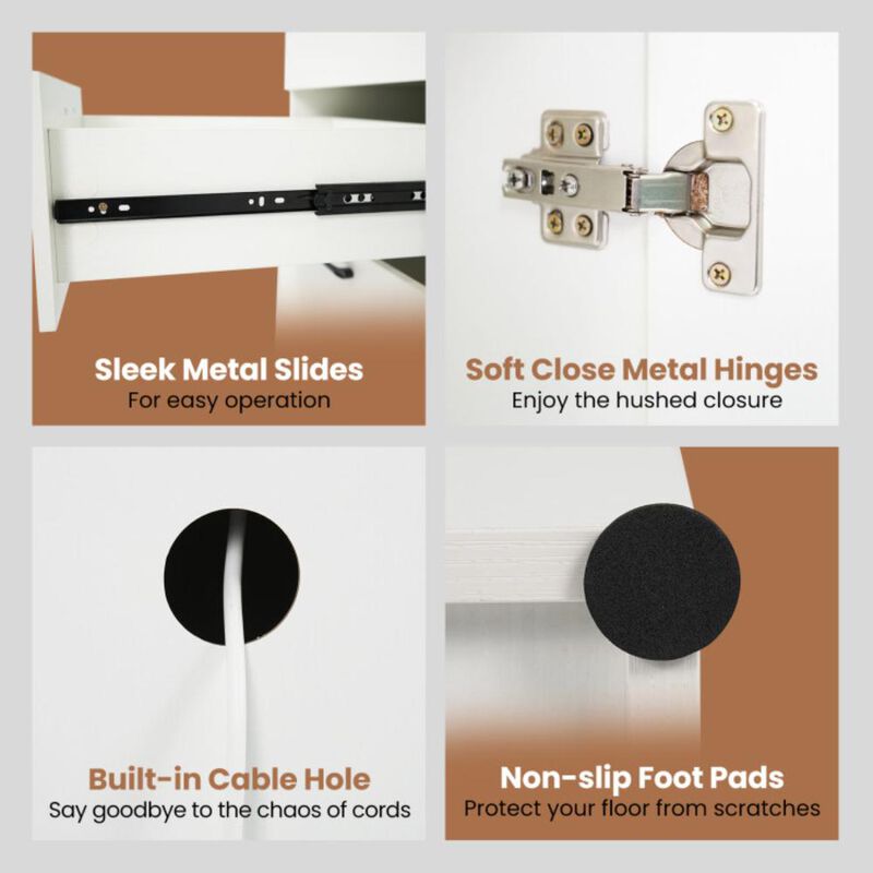 Hivvago 53 Inches Computer Desk with Power Outlets and 4 Storage Drawers