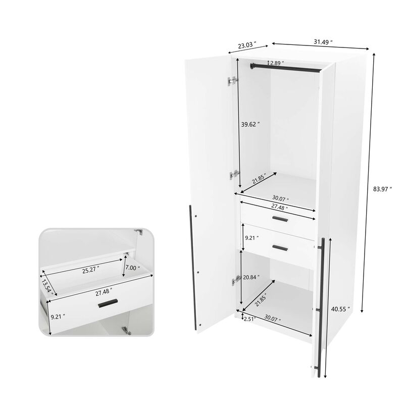 Lee Module Wardrobe in White (Set of 3)