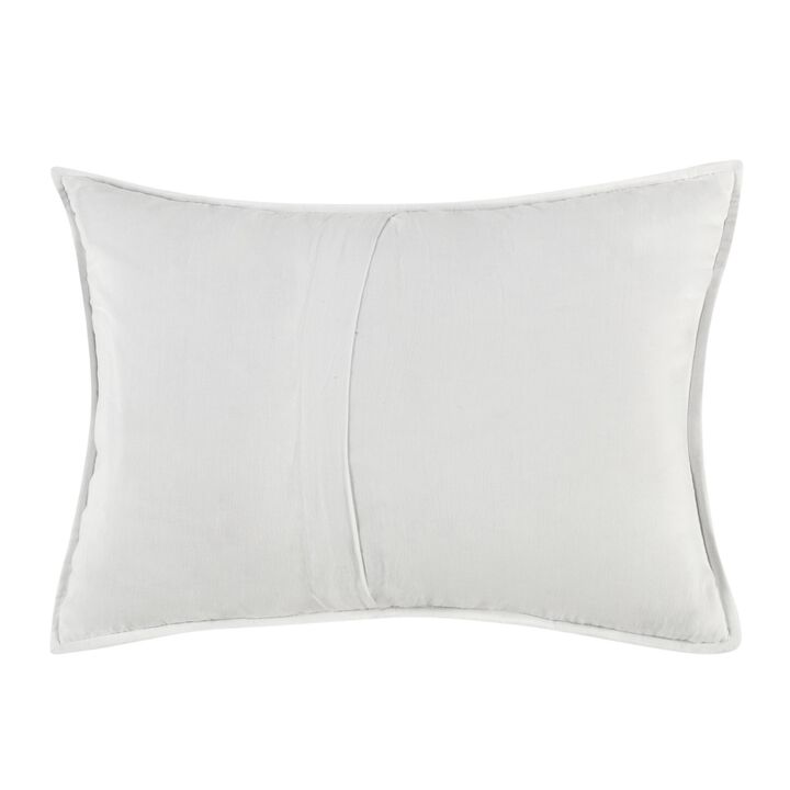 Rawi Standard Pillow Sham, Channel Stitch White Ramie Cotton, 20x26 - Benzara