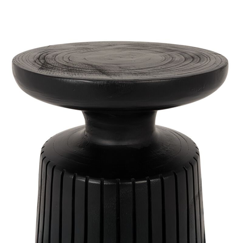 Paulownia Wood Planter and Pedestal End Table, Black image number 4