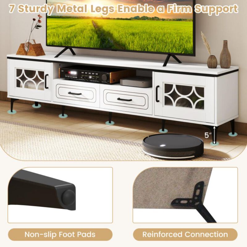 Hivvago Farmhouse TV Stand for TVs up to 80 Inch with 2 Drawers