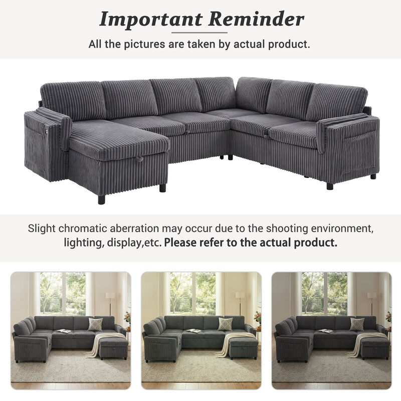 U-Shaped Sectional Sleeper Sofa image number 7