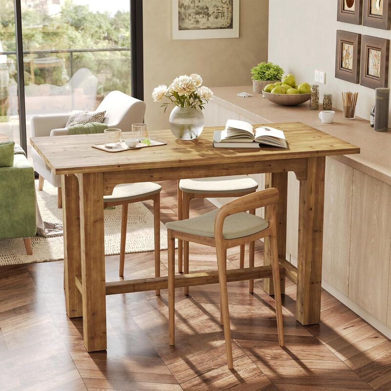 Wooden Bar Dining Table with Counter Height Design for Kitchen and Dining Room image number 3